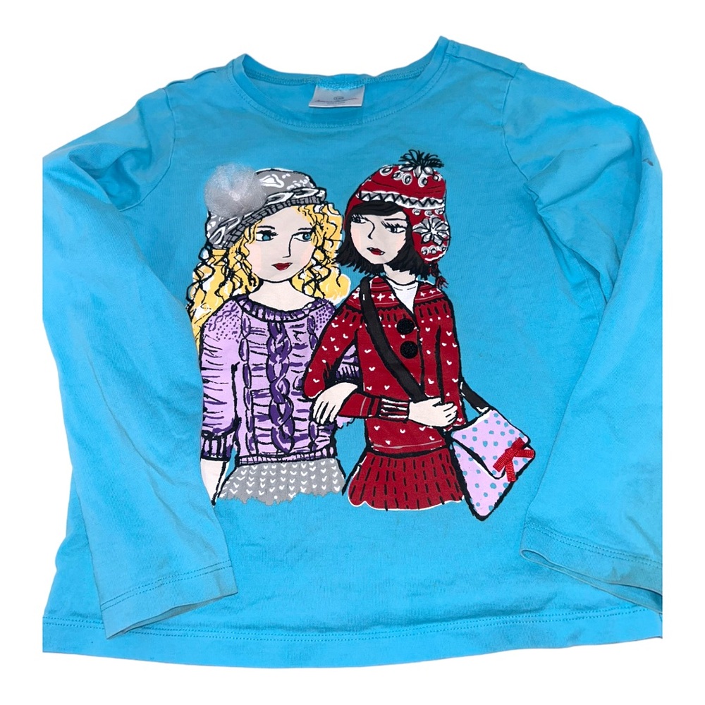 Hanna Andersson blue winter snow girls long sleeve tshirt size 130 8